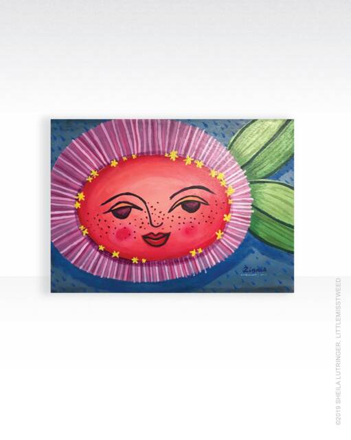 Zinnia Painting, Original Painting On Wood, Art, Whimsical Zinnia, Handpainted, Art, Zinnia Painting, Drawing - image 1