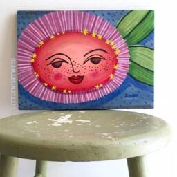 Zinnia Painting, Original Painting On Wood, Art, Whimsical Zinnia, Handpainted, Art, Zinnia Painting, Drawing - thumbnail 2