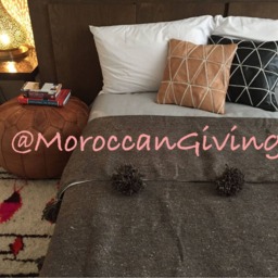 "Moroccan Pom Blanket - Throw With Blanket Bed Spread Bedding Cotton /59""Wx98" - thumbnail 2