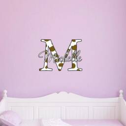 Custom Name Decal - Personalized Gift Cow Print Wall Art Sticker Monogram Insert & Letter Vwaq-Cc1 - thumbnail 2