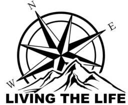 Mountain Compass Decal Living The Life Car Bonnet Side Sticker Vinyl Graphic Off Road Adventure Motorhome Caravan Van Campervan Wall Art Fun
