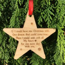 Personalised in Memory Of A Loved One & Verse Wooden Christmas Tree Decoration Star