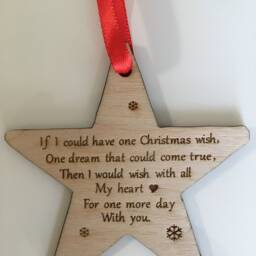 Personalised in Memory Of A Loved One & Verse Wooden Christmas Tree Decoration Star - thumbnail 3