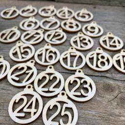 Wooden Christmas Advent Calendar Number Tags Set Of 25 - thumbnail 3