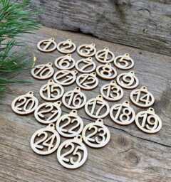 Wooden Christmas Advent Calendar Number Tags Set Of 25 - thumbnail 1