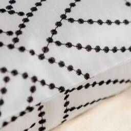 White/Black Embroidered Pillow Cover, Decorative Throw Covers, Cushion Toss Pillow, Geometric Lumbar Pillow, Boutique Pillows - thumbnail 3
