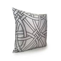 White/Black Embroidered Pillow Cover, Decorative Throw Covers, Cushion Toss Pillow, Geometric Lumbar Pillow, Boutique Pillows - thumbnail 2