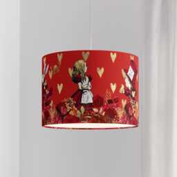 Lampshade Alice in Wonderland Hearts Flowers Red Velvet - Drum Lamp Shade 25cm 30cm 35cm 40cm 45cm Table Lamp Shade, Ceiling Pendant - thumbnail 4