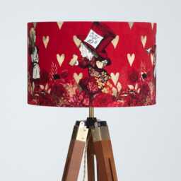 Lampshade Alice in Wonderland Hearts Flowers Red Velvet - Drum Lamp Shade 25cm 30cm 35cm 40cm 45cm Table Lamp Shade, Ceiling Pendant - thumbnail 3