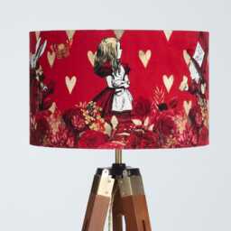 Lampshade Alice in Wonderland Hearts Flowers Red Velvet - Drum Lamp Shade 25cm 30cm 35cm 40cm 45cm Table Lamp Shade, Ceiling Pendant