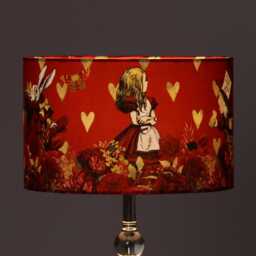 Lampshade Alice in Wonderland Hearts Flowers Red Velvet - Drum Lamp Shade 25cm 30cm 35cm 40cm 45cm Table Lamp Shade, Ceiling Pendant - thumbnail 2