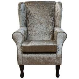 Brown Crushed Velvet Wingback Chair Handmade Fireside Accent Chair - thumbnail 2