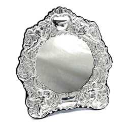 Classic Mirror Victorian Style 925 Sterling Silver English Hallmarks With Blue Velvet Back By Jewelaridesigns - thumbnail 1