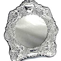 Classic Mirror Victorian Style 925 Sterling Silver English Hallmarks With Blue Velvet Back By Jewelaridesigns - thumbnail 3
