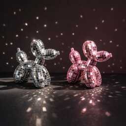 Mirror Mosaic Balloon Dog Ornament - Disco Decor Freestanding Sculpture Gift For Her Modern Home - thumbnail 1