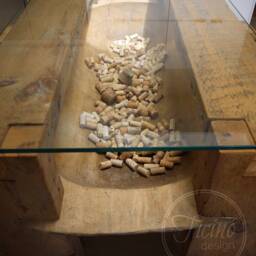 Reclaimed Barn Wood Kitchen Island With Glass Top. Modern Rustic Dining Table - thumbnail 3