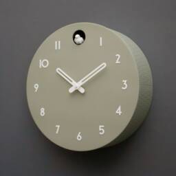 Linden Green Cuckoo Clock, Minimalist Wall Decor, Modern Wooden Design With White Details - thumbnail 4