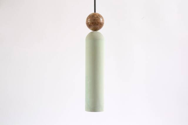 Concrete Tube Pendant Light With Epoxy Bubble - image 1