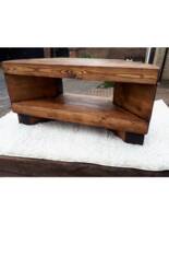 Corner Rustic Tv Unit Extra Chunky Solid Wood Stand/Cabinet Rustic Oak Wax Finish