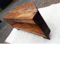 Corner Rustic Tv Unit Extra Chunky Solid Wood Stand/Cabinet Rustic Oak Wax Finish - thumbnail 3