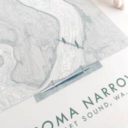 Tacoma Narrows Gig Harbor Point Defiance Map Hand Drawn Topographic Washington Bathymetric Drawing - Art Print Home Gift Puget Sound - thumbnail 2