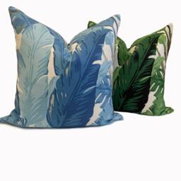 Thibaut Travelers Palm Tropics Collection Spa Blue Cushion Cover Pillow Double Sided - thumbnail 3