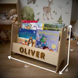 Kids Wooden Bookshelf, Personalized Gifts For Kids, Montessori Furniture, Display Books, Gift Boy, Girl, Nursery Decor - thumbnail 4