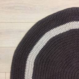 Brown Round Rug Crochet Circle Round Door Mat Carpet Small Area Living Room Bedroom Kids Brown - thumbnail 4