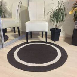 Brown Round Rug Crochet Circle Round Door Mat Carpet Small Area Living Room Bedroom Kids Brown - thumbnail 3