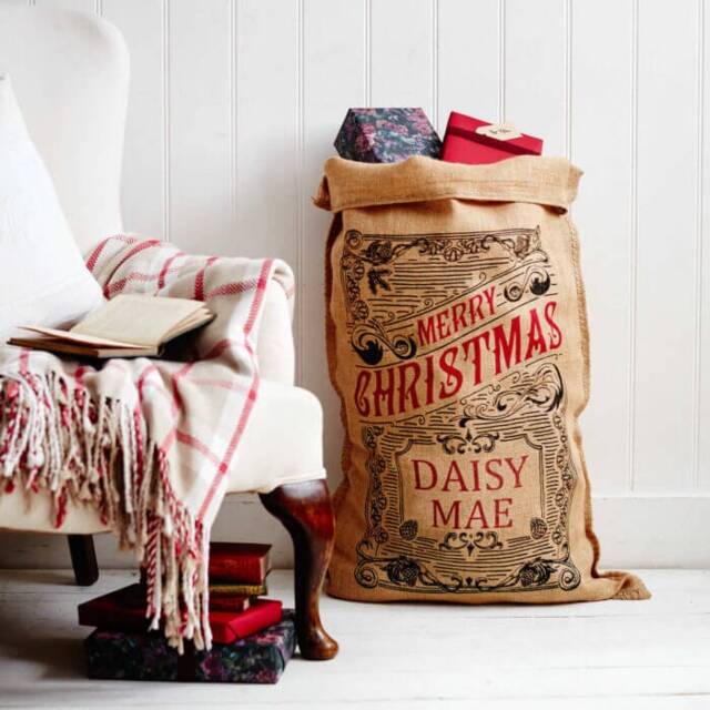 The Caxton Personalised Christmas Sack, Gift Bag, Vintage Style Santa, Stocking - image 1