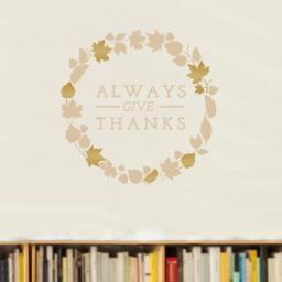 Leaves Wreath Thanksgiving - Wall Decal Custom Vinyl Art Stickers - thumbnail 1