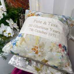 Golden Wedding Anniversary Cushion -Personalised 50Th Anniversary - Gold Silk Cushion Fifty Years Celebration -Fifty Glorious Years - thumbnail 2