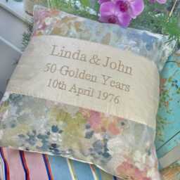 Golden Wedding Anniversary Cushion -Personalised 50Th Anniversary - Gold Silk Cushion Fifty Years Celebration -Fifty Glorious Years - thumbnail 3