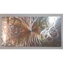 Modern, Abstract, Contemporary Metal Wall Art, Sculpture, 3D Effect, By R Toomer Art. Titled Confused Nova. Silver, Copper, Brown & Gold - thumbnail 3