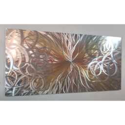 Modern, Abstract, Contemporary Metal Wall Art, Sculpture, 3D Effect, By R Toomer Art. Titled Confused Nova. Silver, Copper, Brown & Gold - thumbnail 2