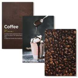 Canvas Art Set Of 3 - Coffee Bean Whipped Cream Drink Definition, Brown Large Wall Art, Food & Drinks Decor - thumbnail 2
