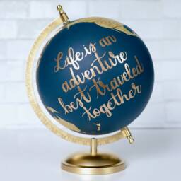 Gold & Neutral Globe Handmade Painted World Maps Custom Personalized Wedding Guest Book Gifts For Travelers Adventure Awaits Destination 8 - thumbnail 2
