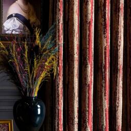 Curtains Panel Striped Patterned Fabric Luxury Bedroom Living Room Burgundy Gold Custom Size Drape - thumbnail 4