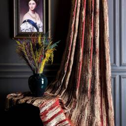 Curtains Panel Striped Patterned Fabric Luxury Bedroom Living Room Burgundy Gold Custom Size Drape - thumbnail 3