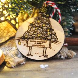 Slieve Donard Summit Wooden Christmas Ornament Mournes Bauble Gift Winter Cute Mountain Norn Ireland Slang Present Laser Wood Burned - thumbnail 2