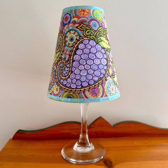 Lampshade For Wine Glass Paisley Grapes - image 1