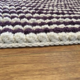 Rectangle Crochet Rug, Purple Cream Striped Handmade Washable Rug For Living Room Or Bedroom - thumbnail 4