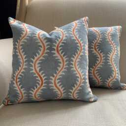 Pair 2 Double Sided, Linwood Helter Skelter Linen Cushions Made To Order - thumbnail 1