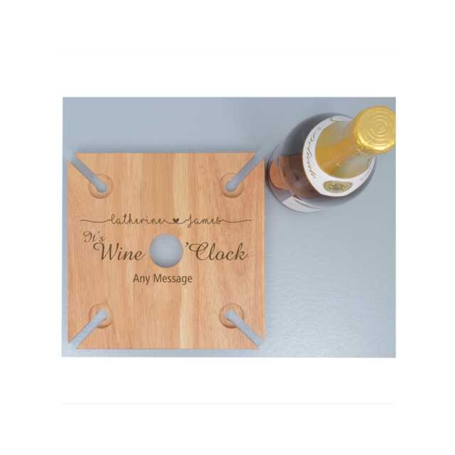 Personalised Wooden Wine Glass Holder Engraved Butler Caddy Weddings & Celebrations - image 1