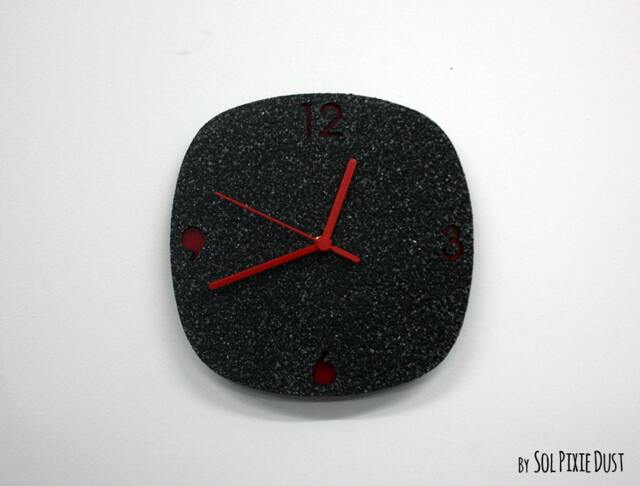 Black Granite Concrete Wall Clock/Modern Oval With Textured - Contemporary Home Decor Housewarming Gift Idea - image 1