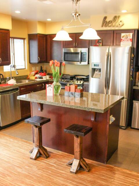 Handmade Solid Wood Dining Stool - Farmhouse Kitchen Bar Chair - image 1