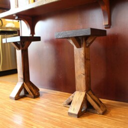 Handmade Solid Wood Dining Stool - Farmhouse Kitchen Bar Chair - thumbnail 2