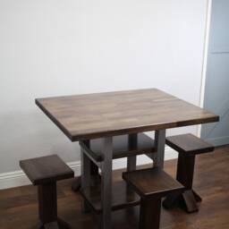 Handmade Solid Wood Dining Stool - Farmhouse Kitchen Bar Chair - thumbnail 3