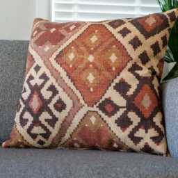 Terracotta Kilim Turkish Style Printed Extra-Large Cushion. Double Sided. 23