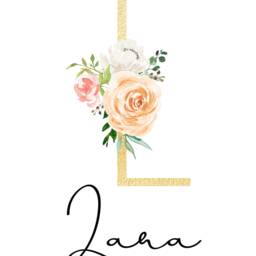 Set Of 3 Nursery Prints, Gold & Peach Decor, A3, Personalised Print, Floral Arrangement, Watercolour Flowers, Girls Room Wall Art - thumbnail 3